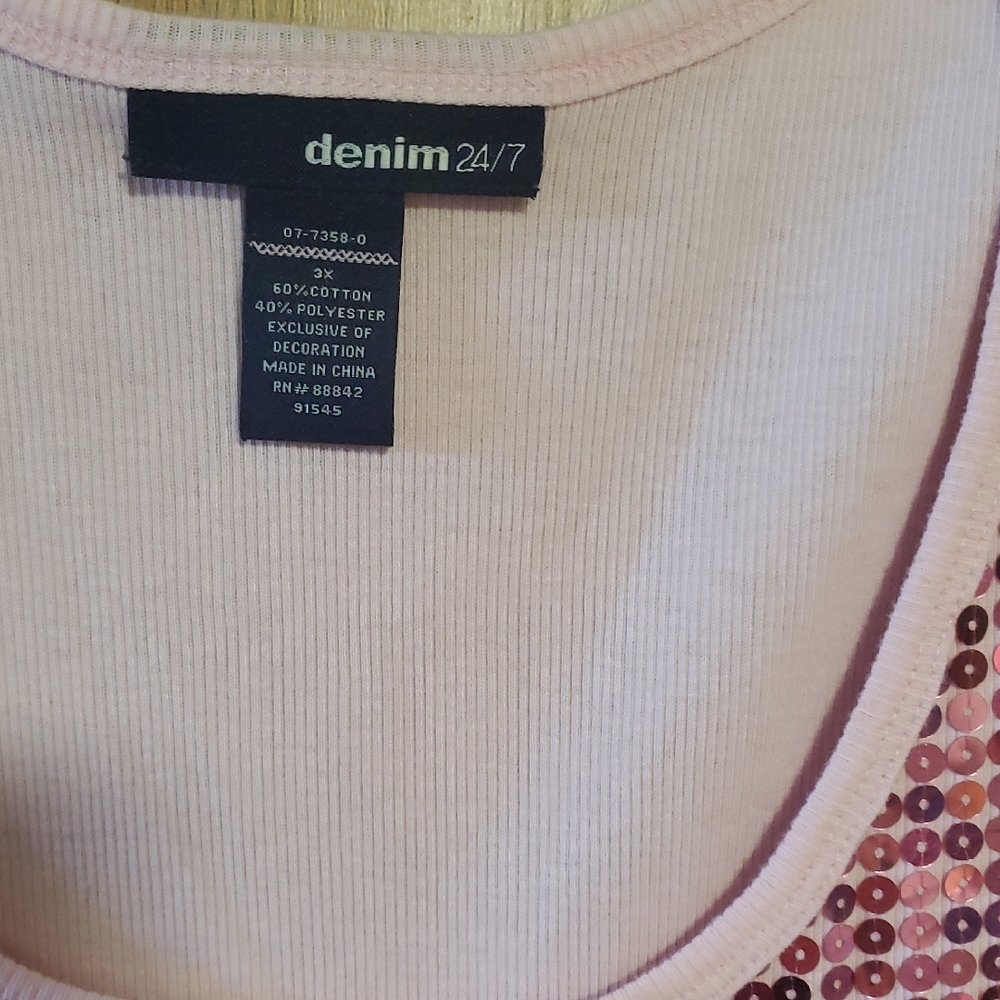 Denim 24/7 Shimmering Pink Sequin Tank Top - Picture 2 of 5